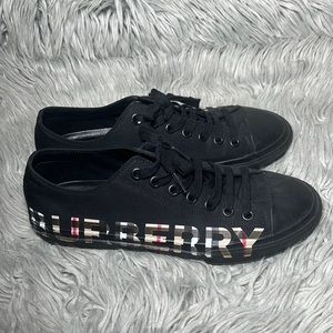 Burberry Men's Black Checked Logo Print Sneakers